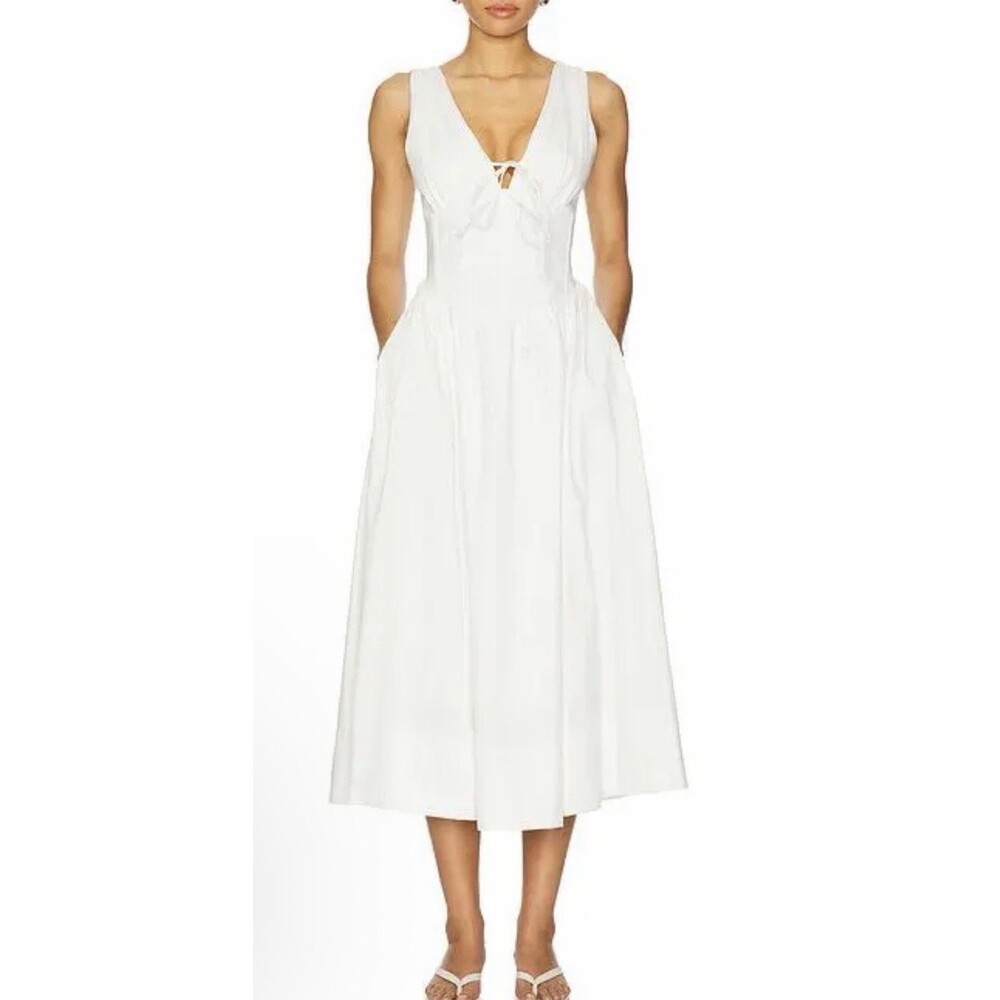 Anthropologie ASTR The Label Midi Dress White Maili Preppy Vacay Boho Large NWT